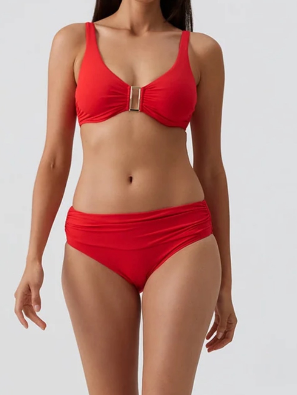 Melissa Odabash Bel Air Core Red Full Coverage Bikini Bottom Swimwear NWT